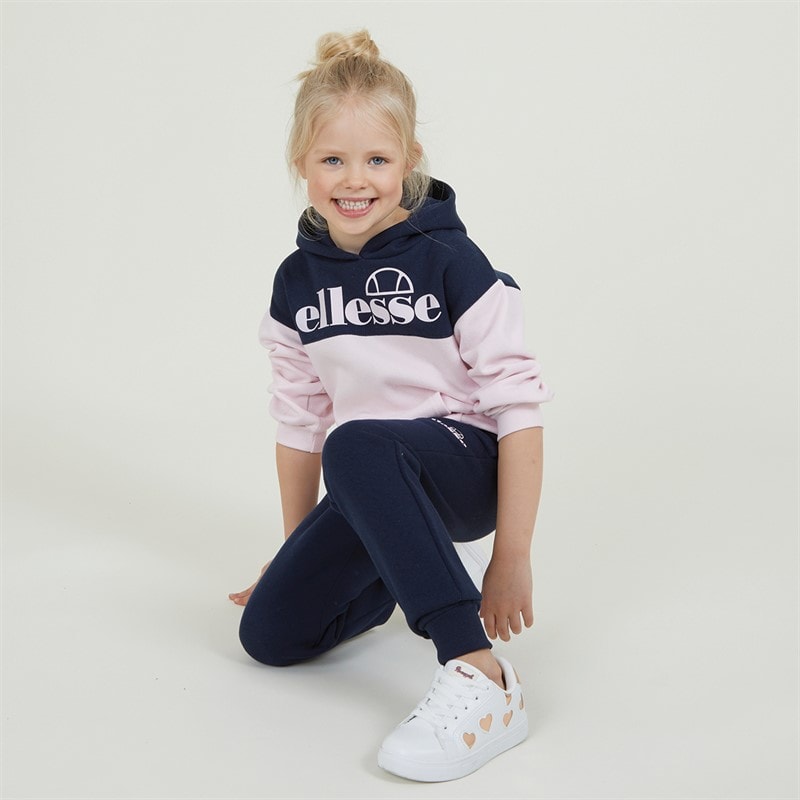 Ellesse Girls Eloise Logo Hoodie And Joggers Set Navy/Pink - Image 3