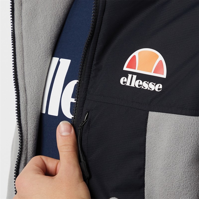 Ellesse Mens Drago Hooded Fleece Jacket Light Grey - Image 3