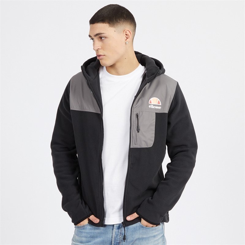 Ellesse Mens Drago Hooded Fleece Jacket Black - Image 1