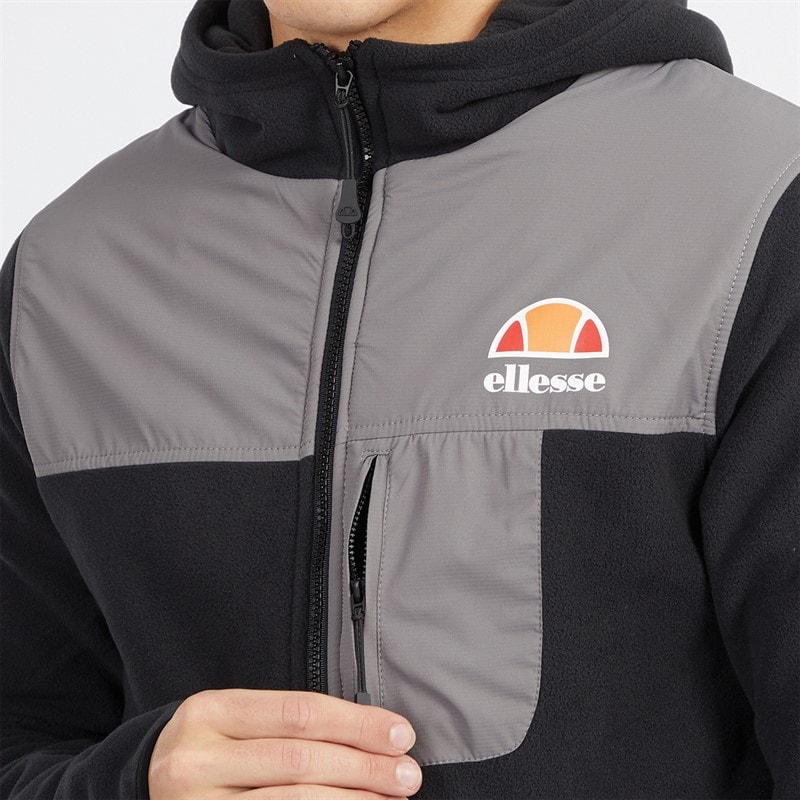 Ellesse Mens Drago Hooded Fleece Jacket Black - Image 3