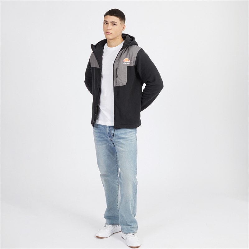 Ellesse Mens Drago Hooded Fleece Jacket Black - Image 4