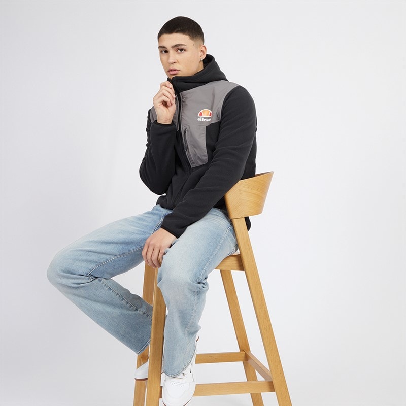 Ellesse Mens Drago Hooded Fleece Jacket Black - Image 5