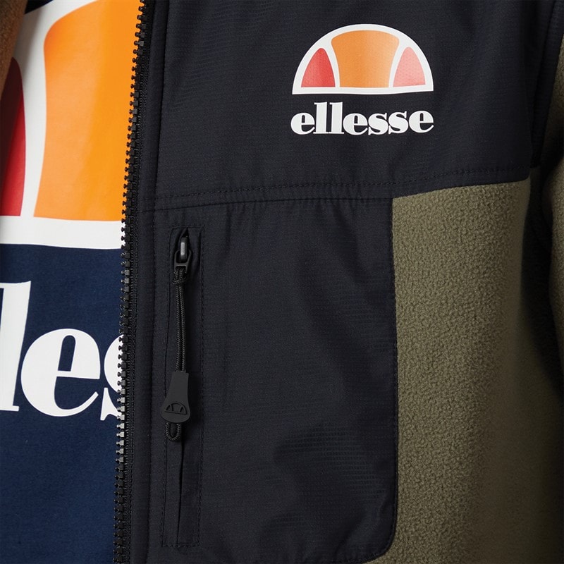 Ellesse Mens Drago Hooded Fleece Jacket Khaki - Image 3