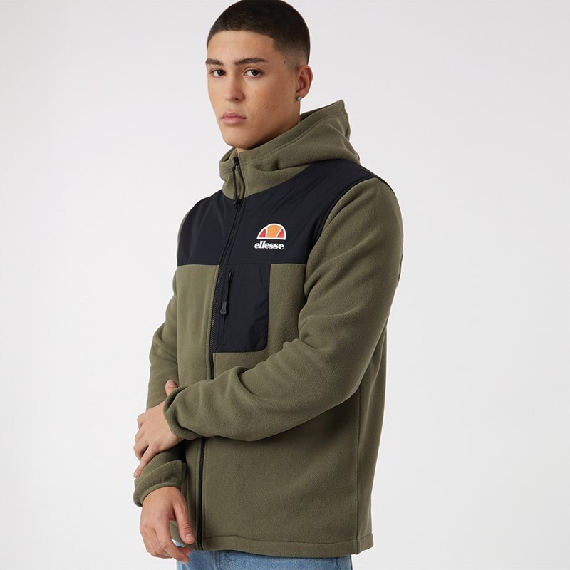 Ellesse Mens Drago Hooded Fleece Jacket Khaki - Image 5