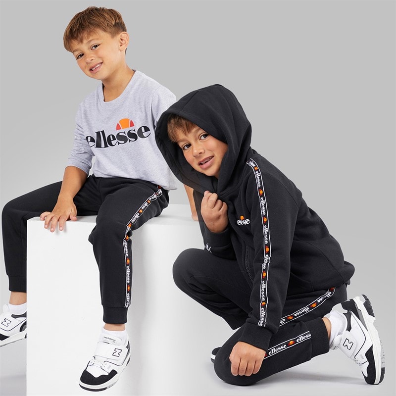 Ellesse Boys Dominic Hoodie T-Shirt And Joggers Set Black/Grey - Image 1