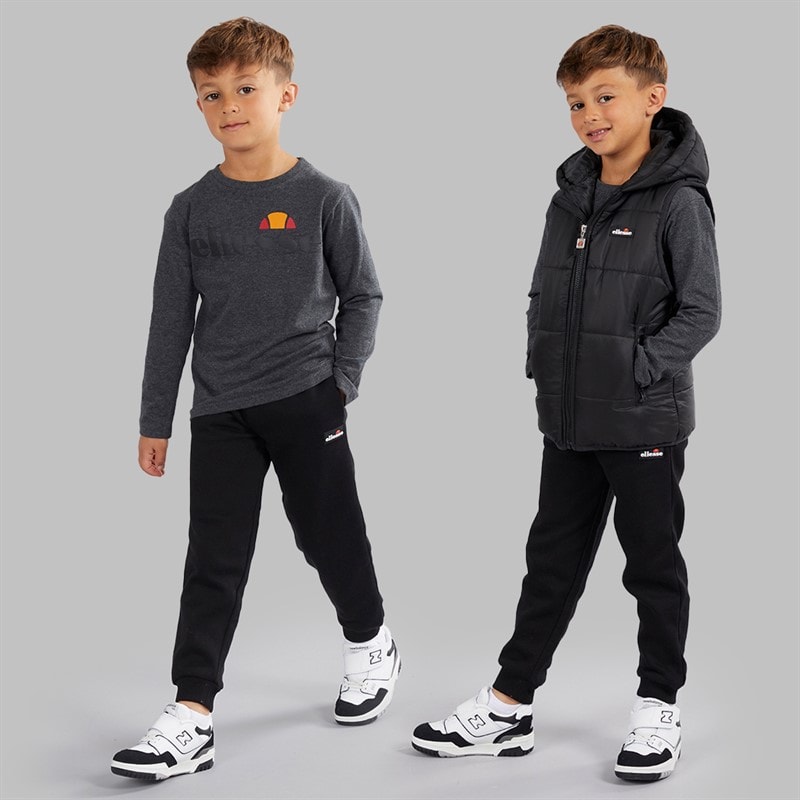 Ellesse Boys Luka Hooded Gilet T-Shirt And Joggers Set Black - Image 1