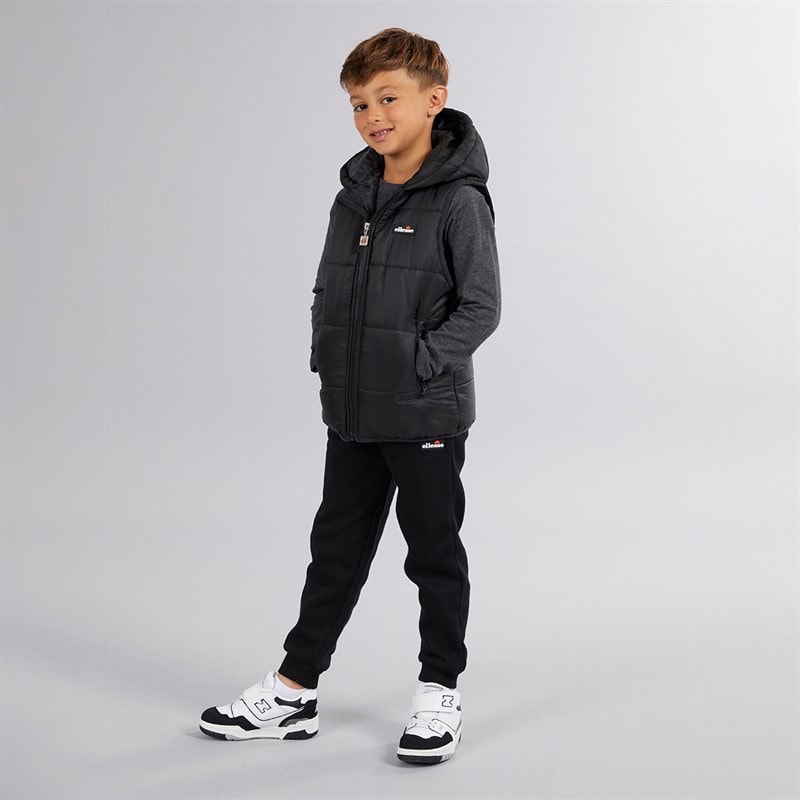 Ellesse Boys Luka Hooded Gilet T-Shirt And Joggers Set Black - Image 5
