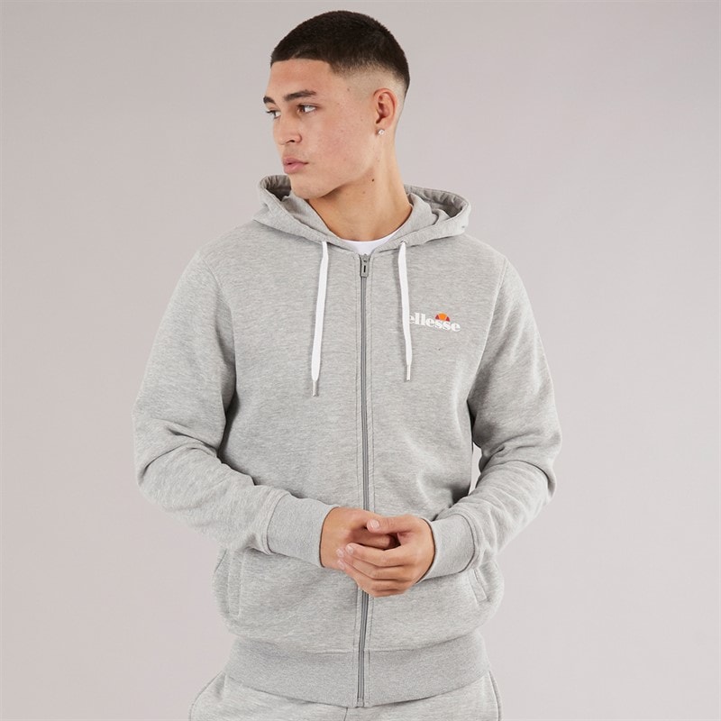 Ellesse Mens Klemerio Full Zip Hoodie Light Grey Marl - Image 1