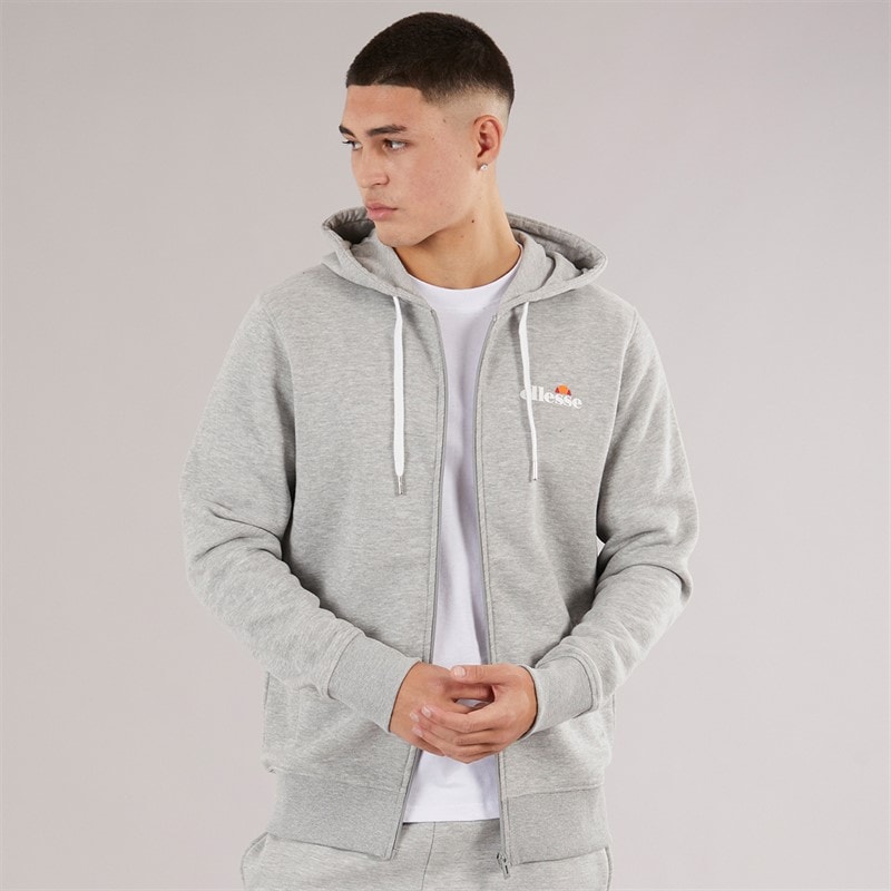 Ellesse Mens Klemerio Full Zip Hoodie Light Grey Marl - Image 3