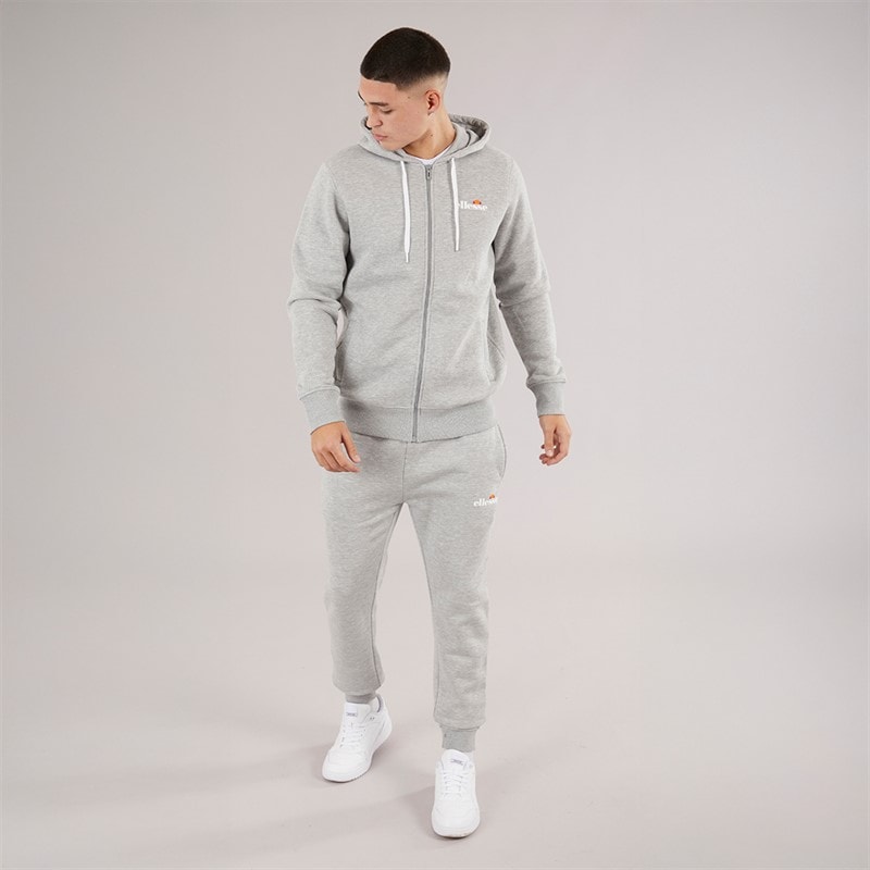 Ellesse Mens Klemerio Full Zip Hoodie Light Grey Marl - Image 4