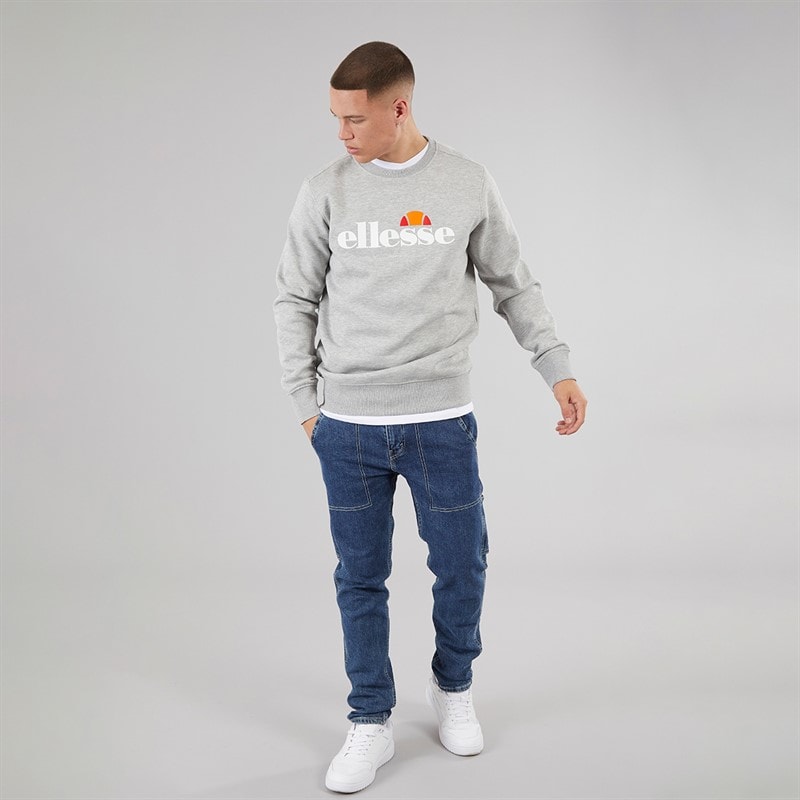 Ellesse Mens Sikanni Sweatshirt Light Grey Marl - Image 3