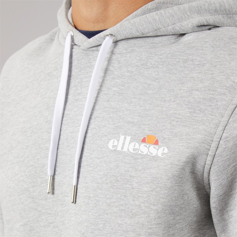 Ellesse Mens Giffone Hoodie Light Grey Marl - Image 3
