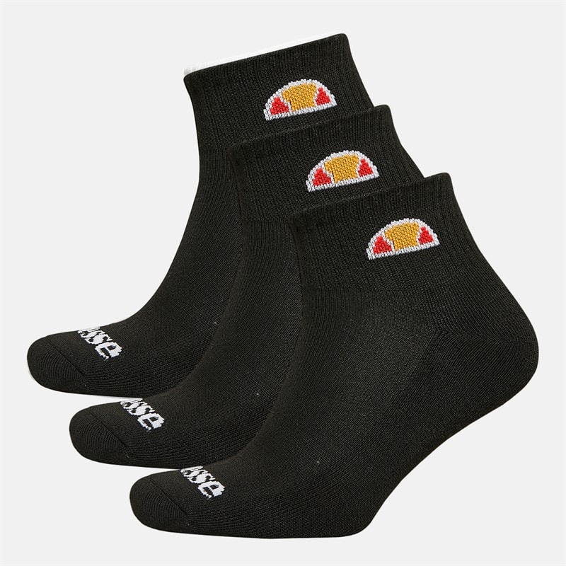 Ellesse Kids Three Pack Quarter Socks Black
