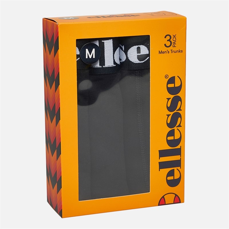 Ellesse Mens Three Pack Boxer Trunks Black - Image 2