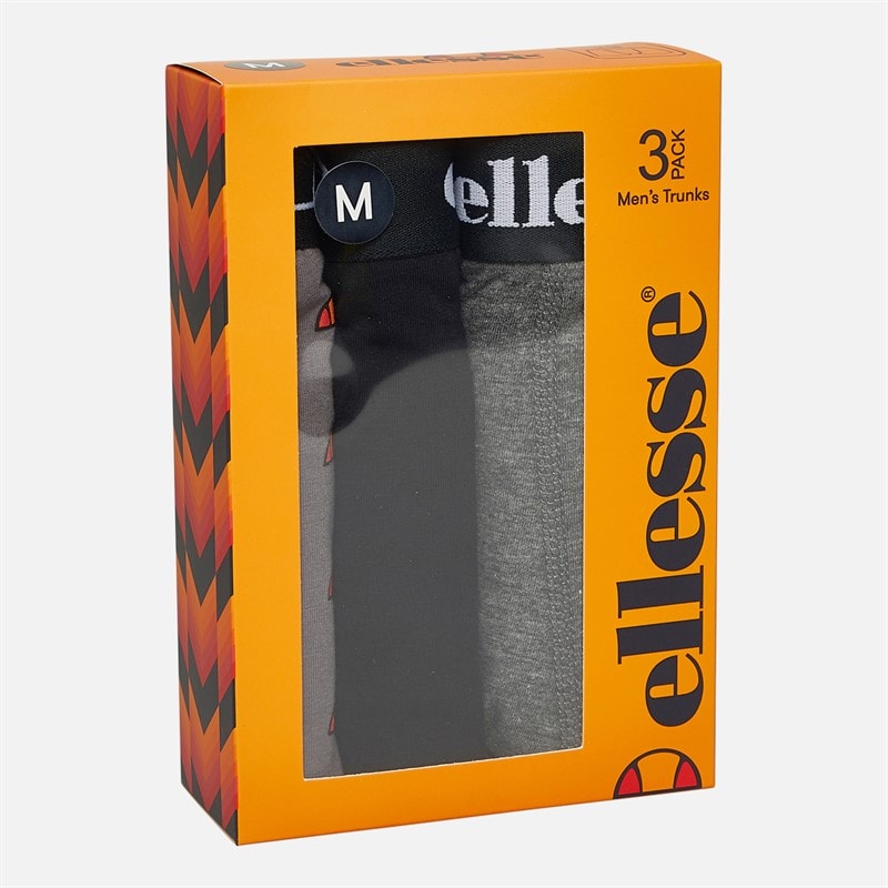 Ellesse Mens Three Pack Boxer Trunks Black/Charcoal/Red - Image 2