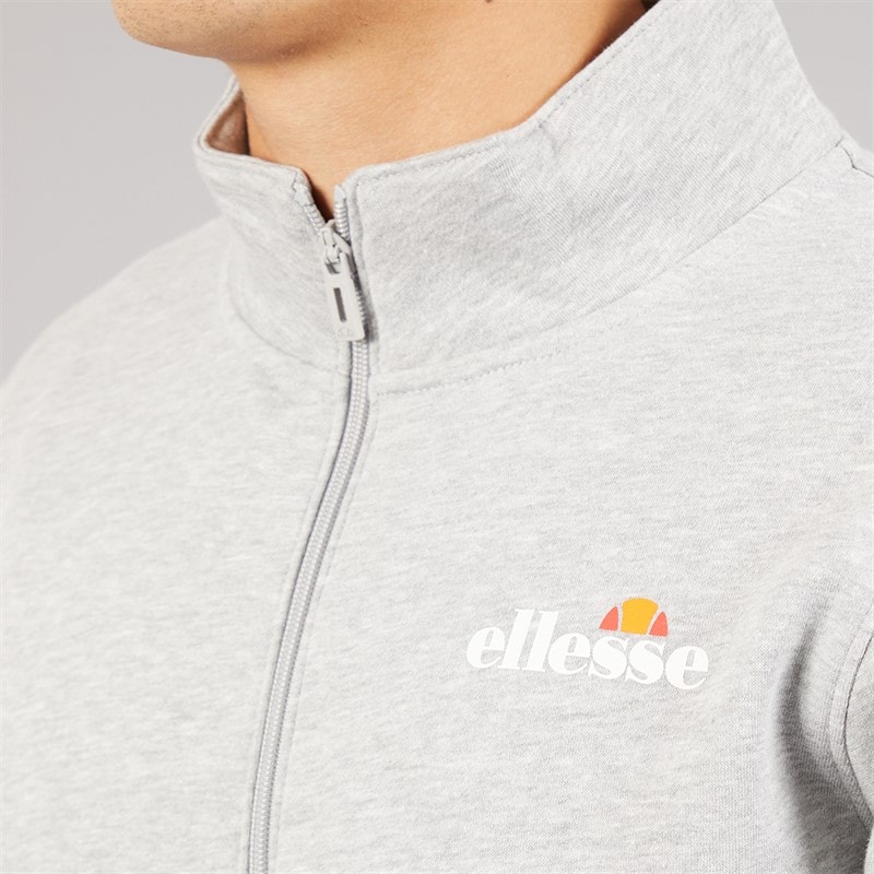 Ellesse Mens Benevento 1/4 Zip Sweatshirt Light Grey Marl - Image 3