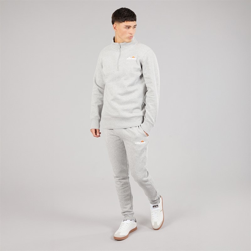 Ellesse Mens Benevento 1/4 Zip Sweatshirt Light Grey Marl - Image 4