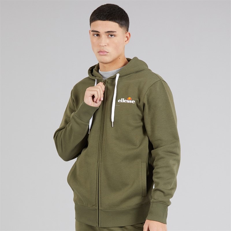 Ellesse Mens Klemerio Full Zip Hoodie Khaki - Image 3