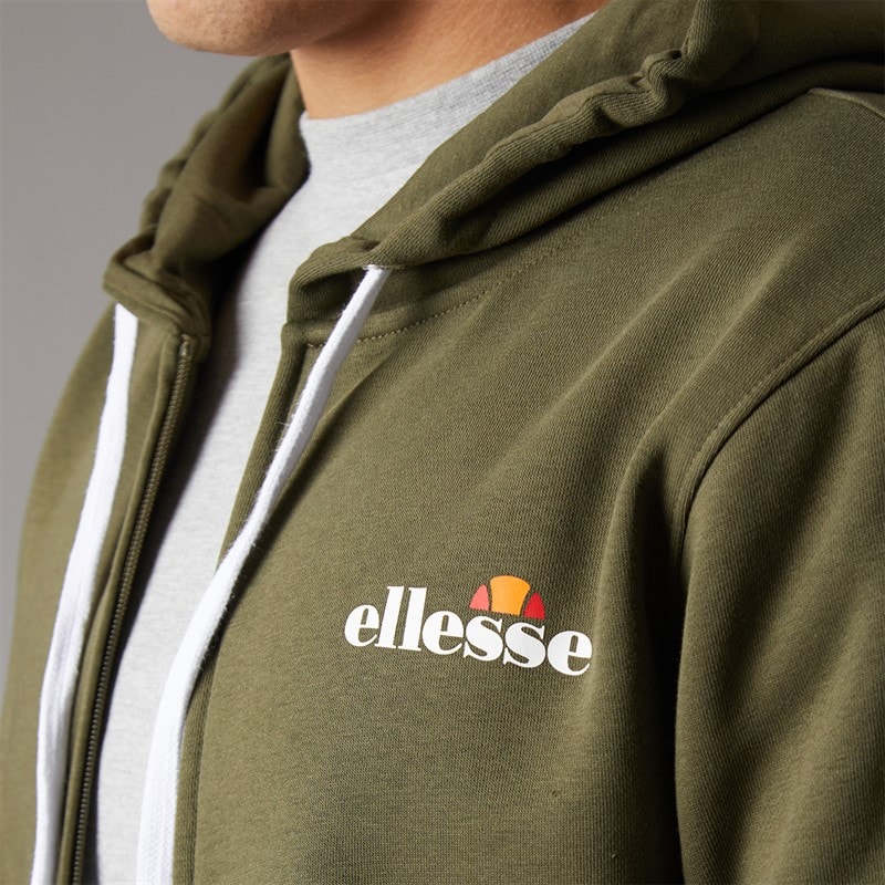 Ellesse Mens Klemerio Full Zip Hoodie Khaki - Image 5