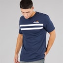 Ellesse Mens Squalius Retro Stripe T-Shirt Navy