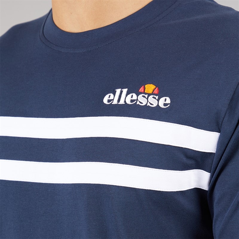 Ellesse Mens Squalius Retro Stripe T-Shirt Navy - Image 3