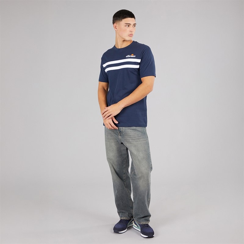 Ellesse Mens Squalius Retro Stripe T-Shirt Navy - Image 4