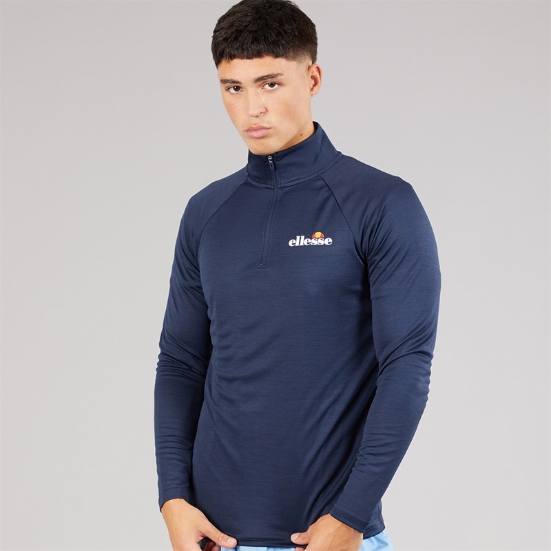 Ellesse Mens Brandon 1/4 Zip Running Top Navy - Image 1