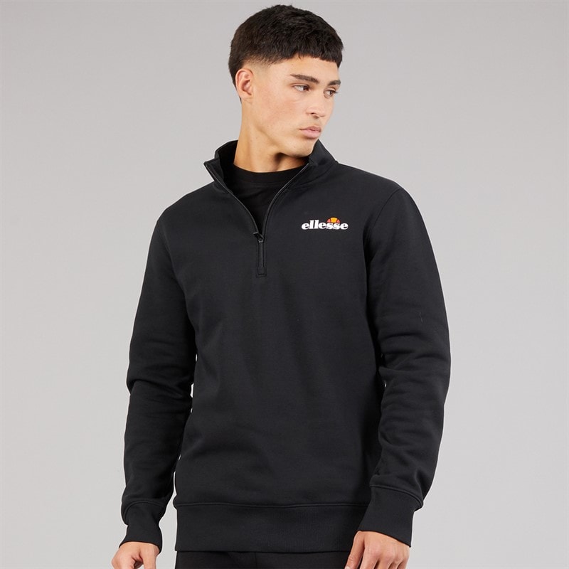 Ellesse Mens Benevento 1/4 Zip Sweatshirt Black - Image 1
