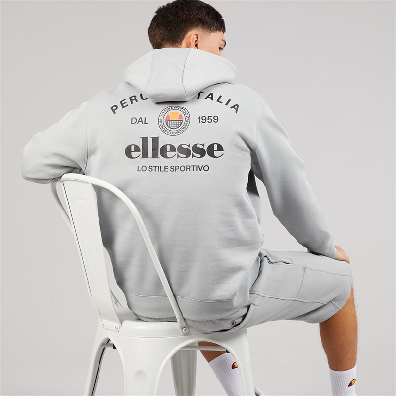 Ellesse Mens Recke Relaxed-Fit OTH Hoodie Grey - Image 1