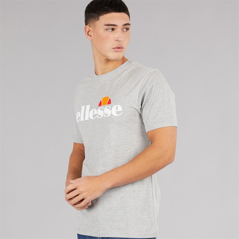 Ellesse Mens Prado 2 Large Logo T-Shirt Grey Marl - Image 1