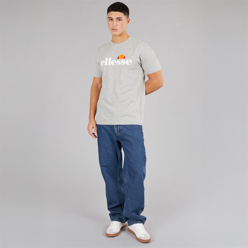 Ellesse Mens Prado 2 Large Logo T-Shirt Grey Marl - Image 3
