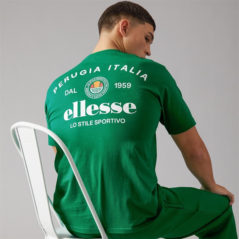 Ellesse Mens Lyon Relaxed Fit Back Logo T-Shirt Green - Image 1