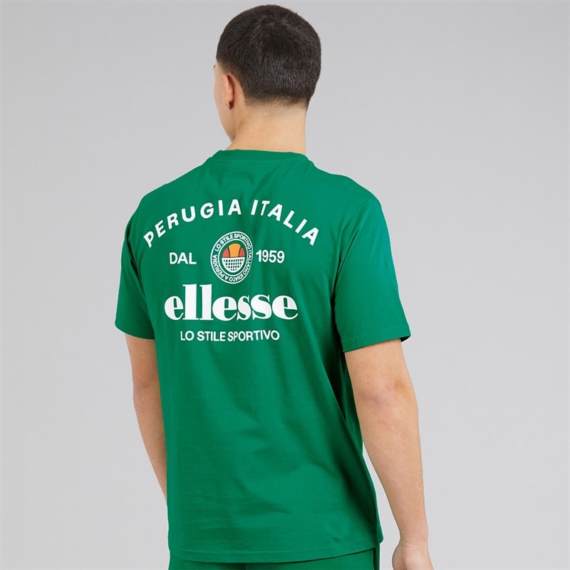 Ellesse Mens Lyon Relaxed Fit Back Logo T-Shirt Green - Image 3