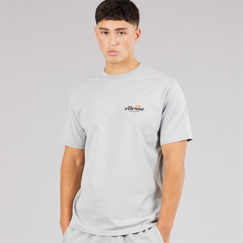 Ellesse Mens Lyon Relaxed-Fit Back Logo T-Shirt Grey - Image 2