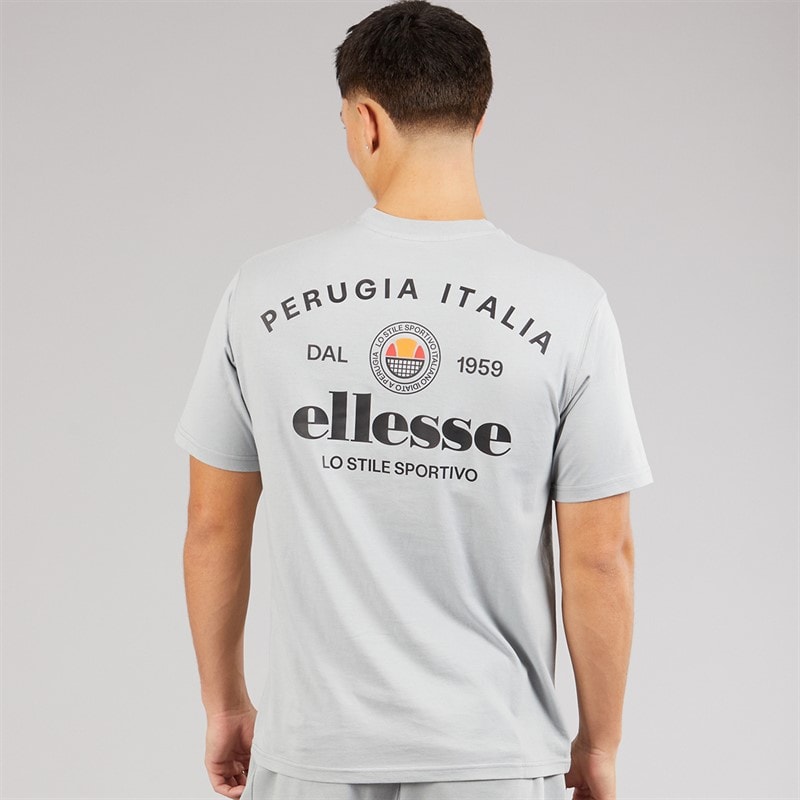 Ellesse Mens Lyon Relaxed-Fit Back Logo T-Shirt Grey - Image 3