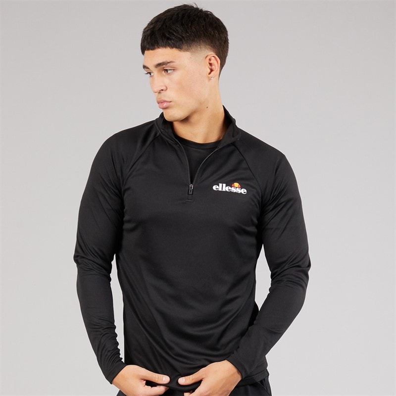 Ellesse Mens Brandon 1/4 Zip Running Top Black - Image 1
