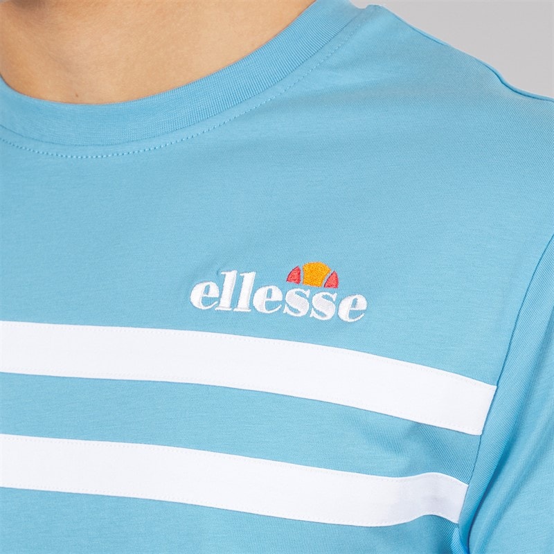 Ellesse Mens Squalius Retro Stripe T-Shirt Blue - Image 3