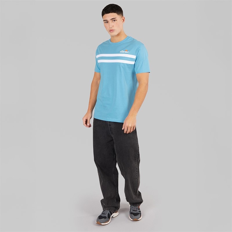 Ellesse Mens Squalius Retro Stripe T-Shirt Blue - Image 4