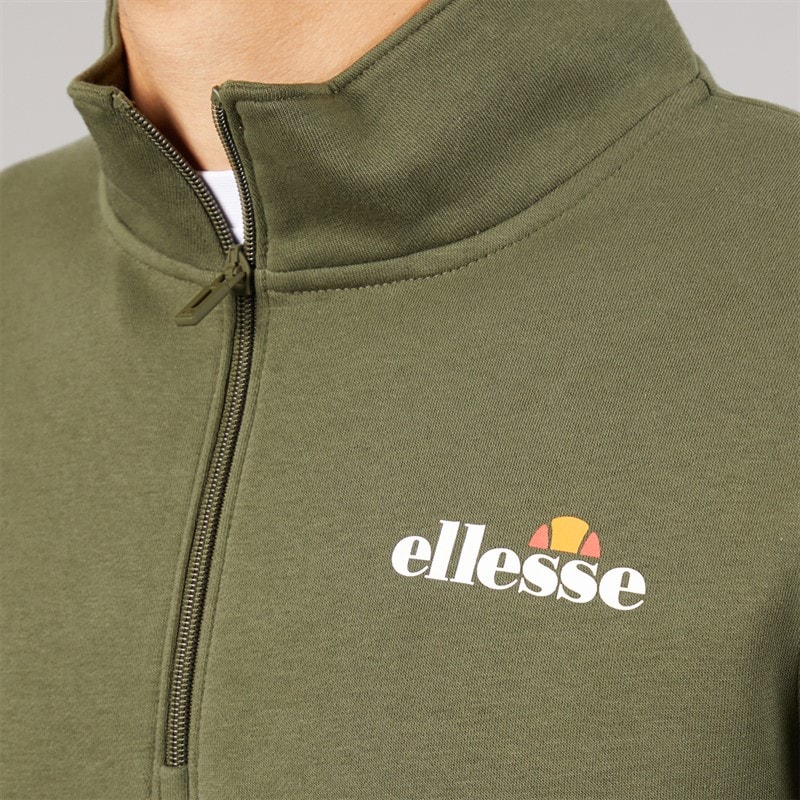 Ellesse Mens Benevento 1/4 Zip Sweatshirt Khaki - Image 3