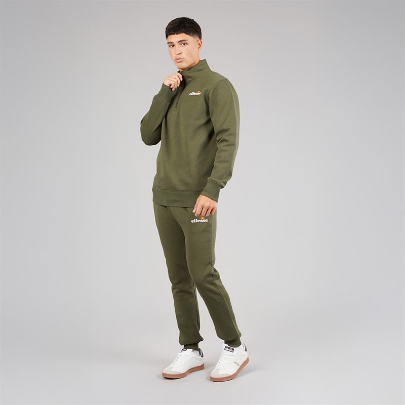 Ellesse Mens Benevento 1/4 Zip Sweatshirt Khaki - Image 4