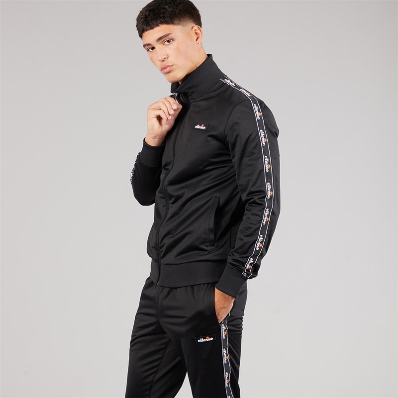 Ellesse Mens Barelo Taped Poly Tracksuit Black - Image 3