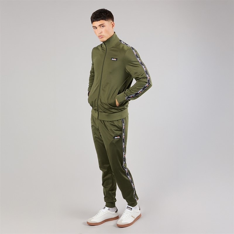 Ellesse Mens Barelo Taped Poly Tracksuit Khaki - Image 3