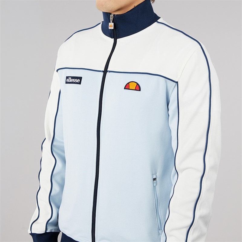 Ellesse Mens Libros Full Zip Track Jacket Off White/Light Blue - Image 3