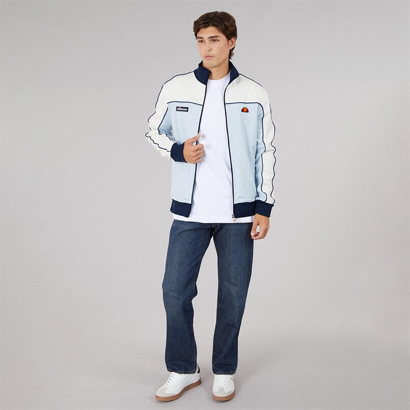 Ellesse Mens Libros Full Zip Track Jacket Off White/Light Blue - Image 4