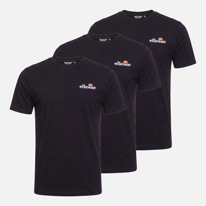 Ellesse Mens Aveni Three Pack T-Shirts Black - Image 1