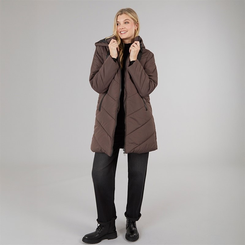 Board Angels Womens Chevron Puffer Coat Chocolate - Image 4