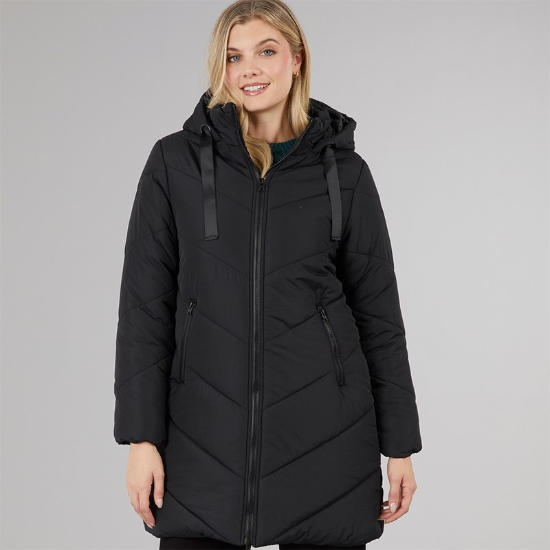 Board Angels Womens Chevron Puffer Coat Black - Image 4