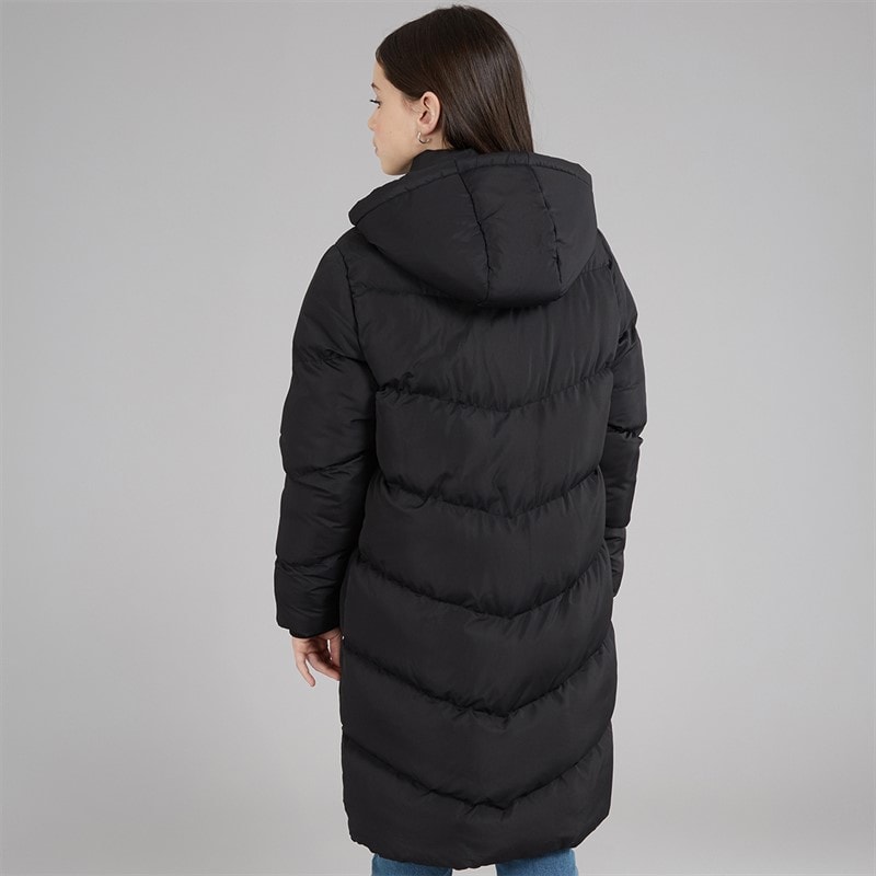 Board Angels Girls Hooded Long Puffer Jacket Black - Image 2