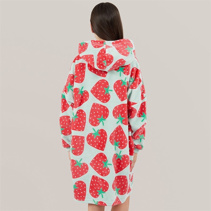 Board Angels Girls Oversized Strawberry Blanket Hoodie Mint/Multi - Image 2