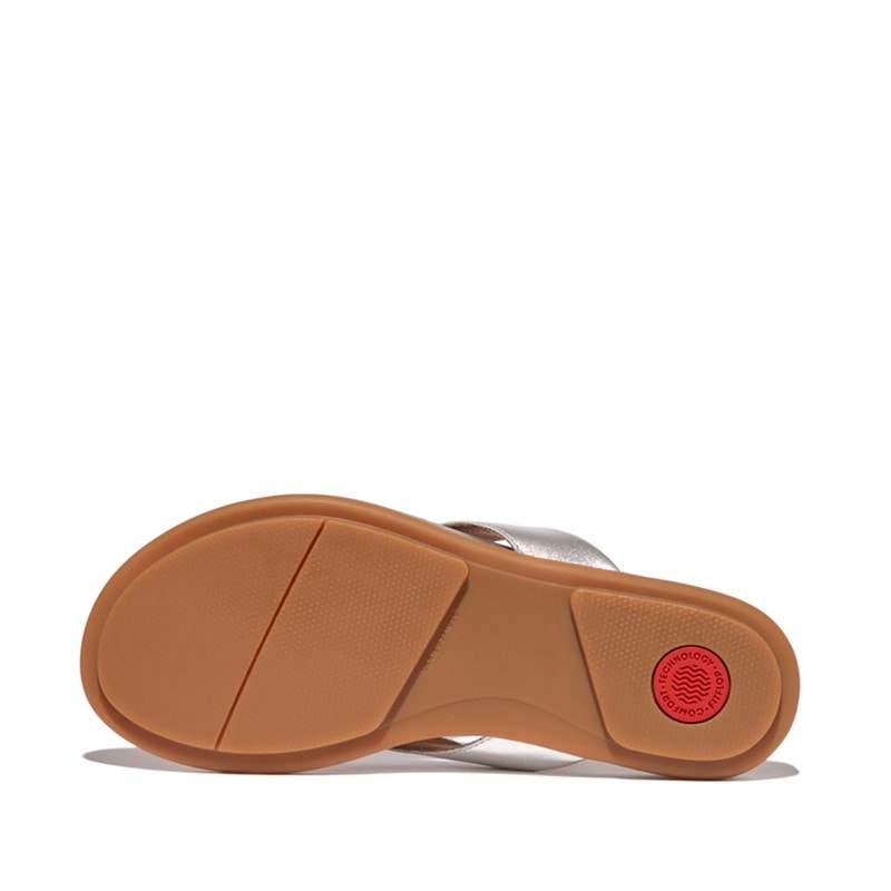 FitFlop Womens Gracie Leather Flip Flops Silver - Image 2